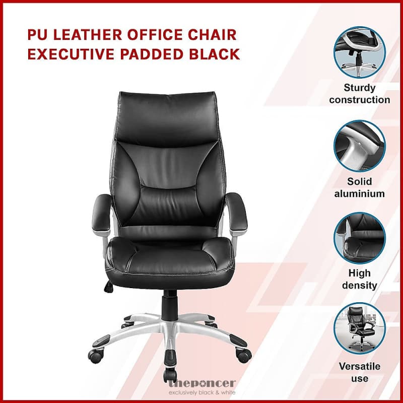 PU LEATHER OFFICE CHAIR EXECUTIVE PADDED BLACK