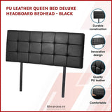 PU LEATHER QUEEN BED DELUXE HEADBOARD BEDHEAD - BLACK
