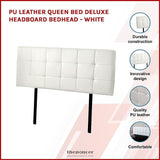 PU LEATHER QUEEN BED DELUXE HEADBOARD BEDHEAD - WHITE