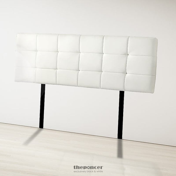 PU LEATHER QUEEN BED DELUXE HEADBOARD BEDHEAD - WHITE