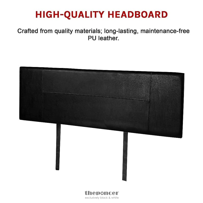 PU LEATHER QUEEN BED HEADBOARD BEDHEAD - BLACK