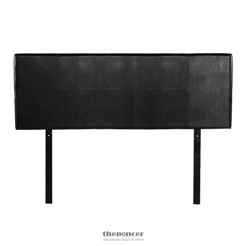 PU LEATHER QUEEN BED HEADBOARD BEDHEAD - BLACK