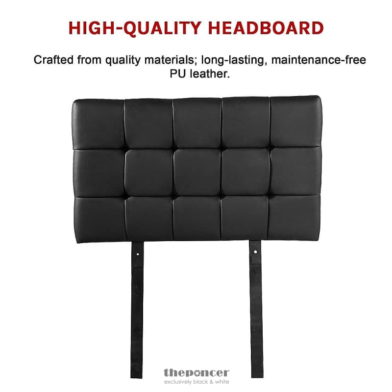 PU LEATHER SINGLE BED DELUXE HEADBOARD BEDHEAD - BLACK