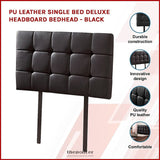 PU LEATHER SINGLE BED DELUXE HEADBOARD BEDHEAD - BLACK