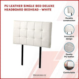 PU LEATHER SINGLE BED DELUXE HEADBOARD BEDHEAD - WHITE