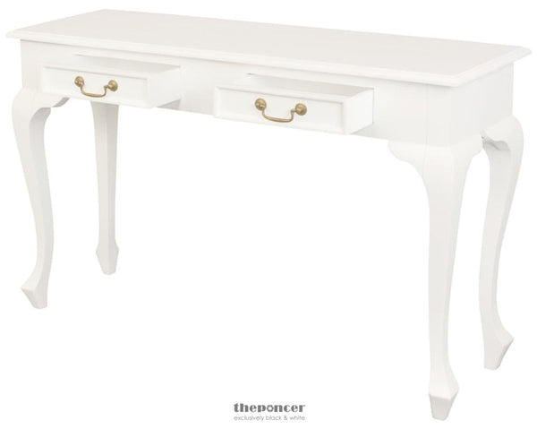 QUEEN ANN 2 DRAWER SOFA TABLE (WHITE)