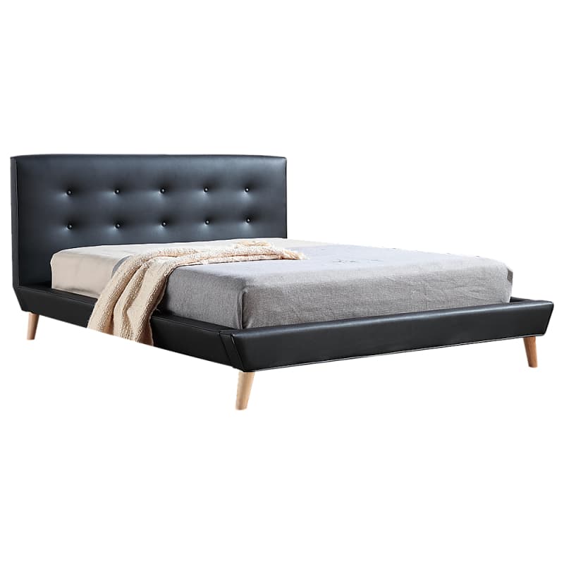 QUEEN PU LEATHER DELUXE BED FRAME BLACK