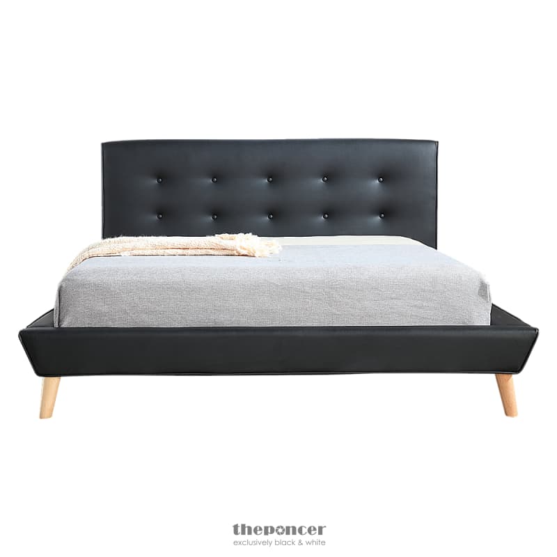 QUEEN PU LEATHER DELUXE BED FRAME BLACK