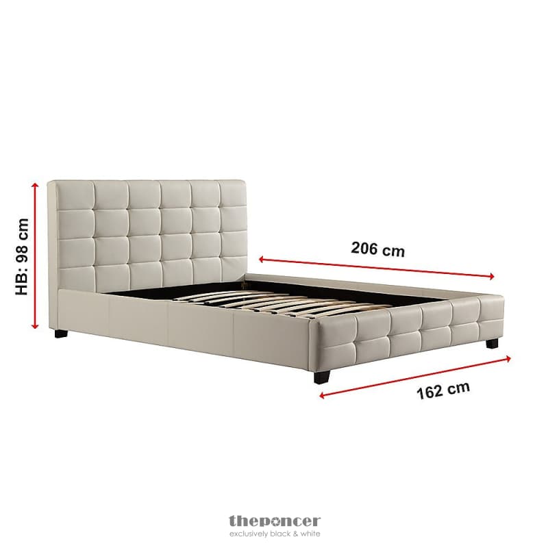 QUEEN PU LEATHER DELUXE BED FRAME WHITE