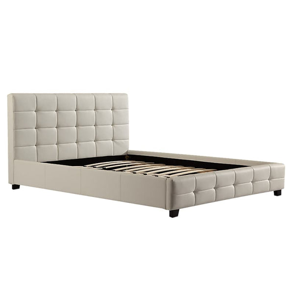 QUEEN PU LEATHER DELUXE BED FRAME WHITE