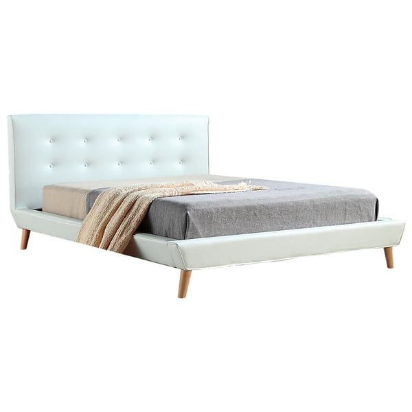 QUEEN PU LEATHER DELUXE BED FRAME WHITE