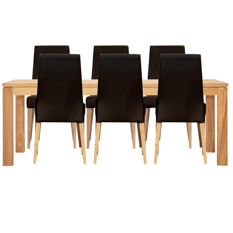 ROSEMALLOW 7PC DINING SET 180CM TABLE 6 BLACK PU CHAIR