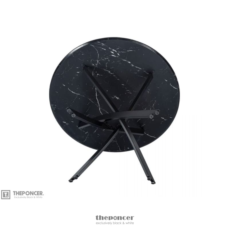 ROUND MARBLE-EFFECT TABLE-BLACK