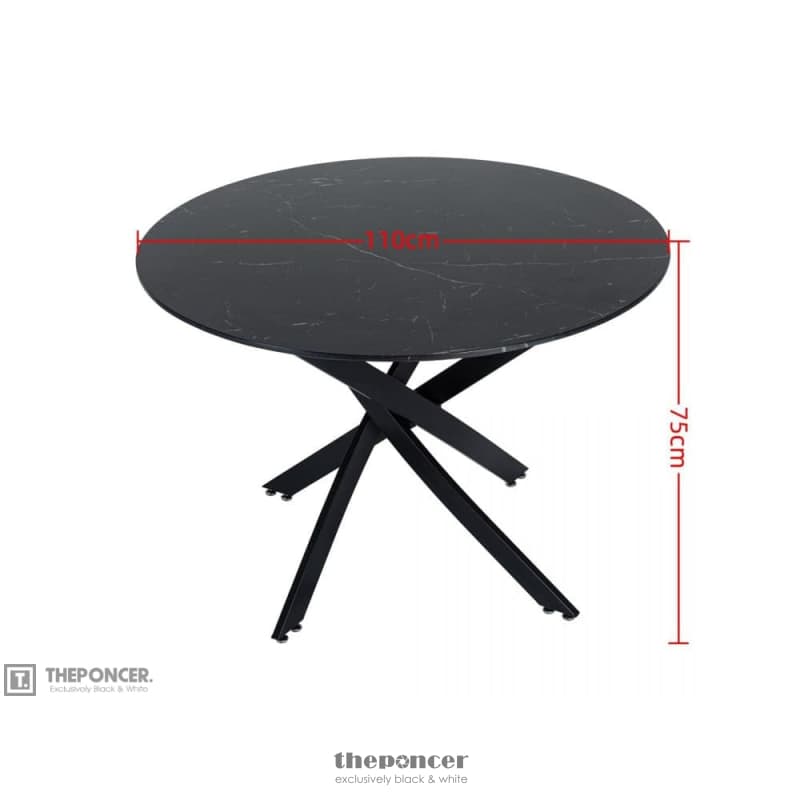 ROUND MARBLE-EFFECT TABLE-BLACK