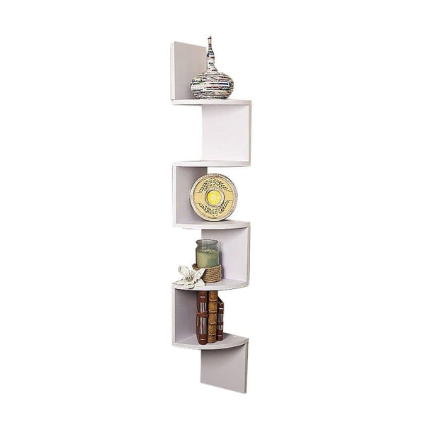 SARANTINO 5 TIER CORNER WALL SHELF DISPLAY SHELVES DVD BOOK