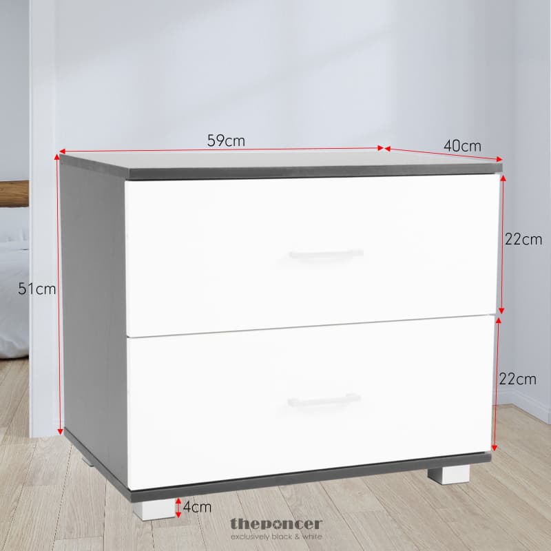 SARANTINO BEDSIDE TABLE CABINET STORAGE CHEST 2 DRAWERS