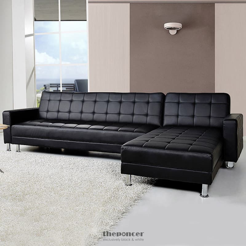 SARANTINO CORNER FAUX LEATHER SOFA BED COUCH WITH CHAISE