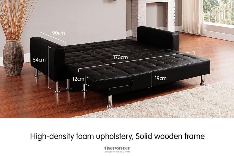 SARANTINO CORNER FAUX LEATHER SOFA BED COUCH WITH CHAISE