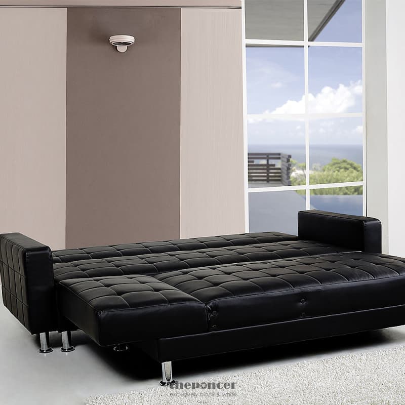 SARANTINO CORNER FAUX LEATHER SOFA BED COUCH WITH CHAISE