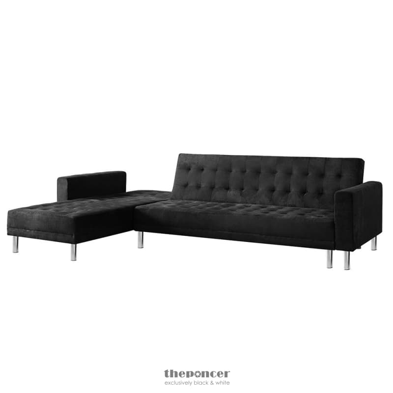 SARANTINO FAUX VELVETEEN CORNER WOODEN SOFA BED COUCH