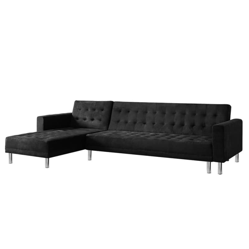 SARANTINO FAUX VELVETEEN CORNER WOODEN SOFA BED COUCH