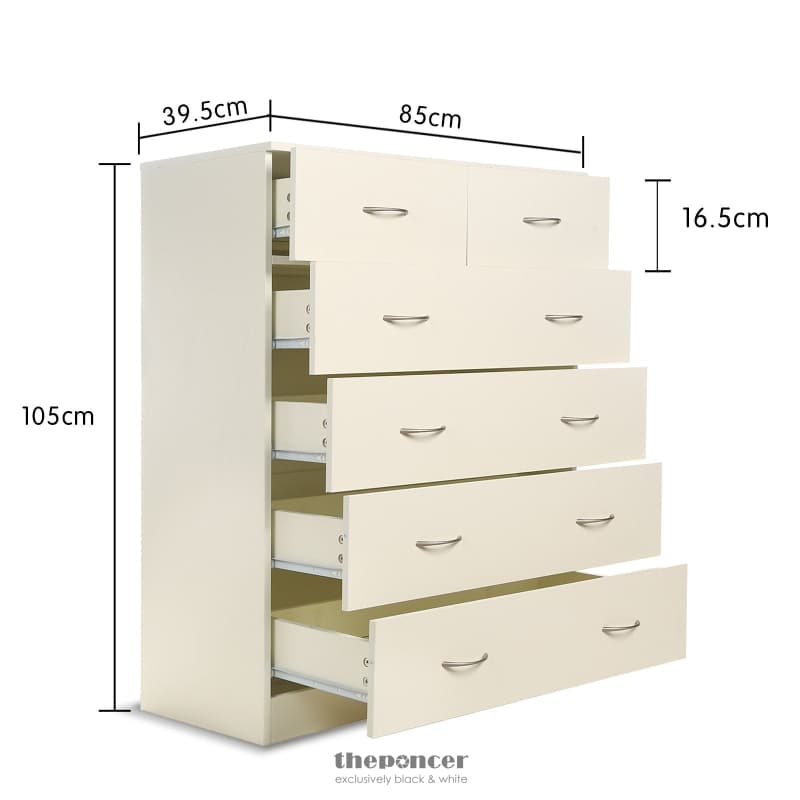 SARANTINO TALLBOY DRESSER 6 CHEST OF DRAWERS CABINET 85 X