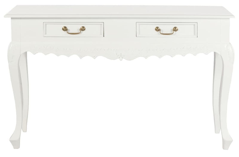 SEINE 2 DRAWER CARVED SOFA TABLE (WHITE)