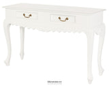 SEINE 2 DRAWER CARVED SOFA TABLE (WHITE)