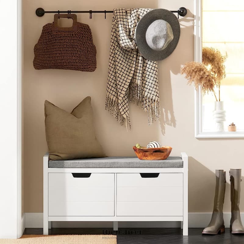 SHOE BENCH SHOE RACK CABINET HALLWAY WHITE