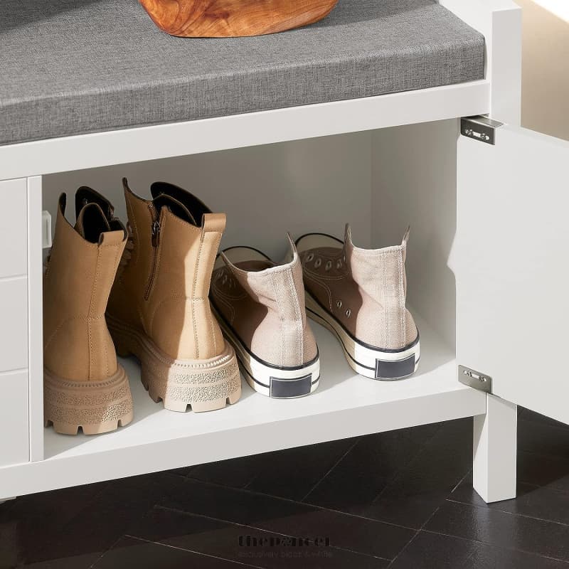 SHOE BENCH SHOE RACK CABINET HALLWAY WHITE