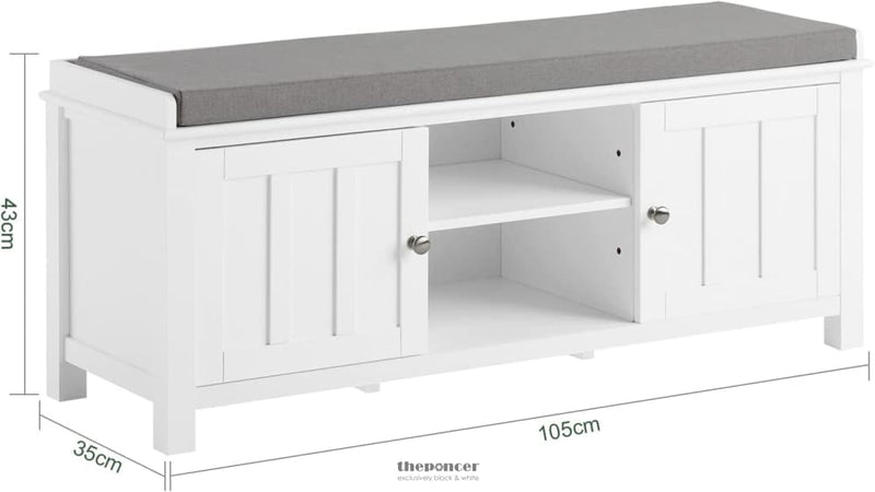 SHOE CABINET BENCH WHITE