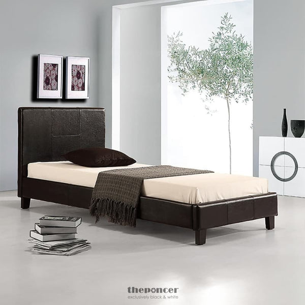 SINGLE PU LEATHER BED FRAME BLACK