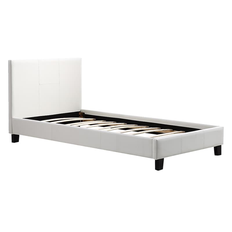 SINGLE PU LEATHER BED FRAME WHITE