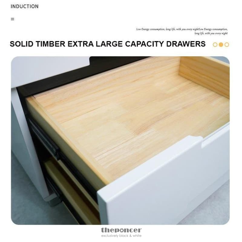 SMART BEDSIDE TABLES SIDE 3 DRAWERS WIRELESS CHARGING USB