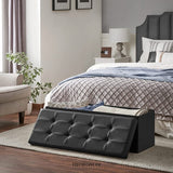SONGMICS 110CM FOLDING STORAGE OTTOMAN BENCH WITH FLIPPING