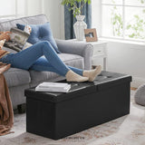 SONGMICS 110CM FOLDING STORAGE OTTOMAN BENCH WITH FLIPPING