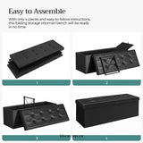 SONGMICS 110CM FOLDING STORAGE OTTOMAN BENCH WITH FLIPPING