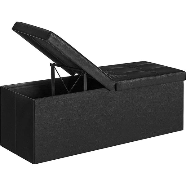 SONGMICS 110CM FOLDING STORAGE OTTOMAN BENCH WITH FLIPPING