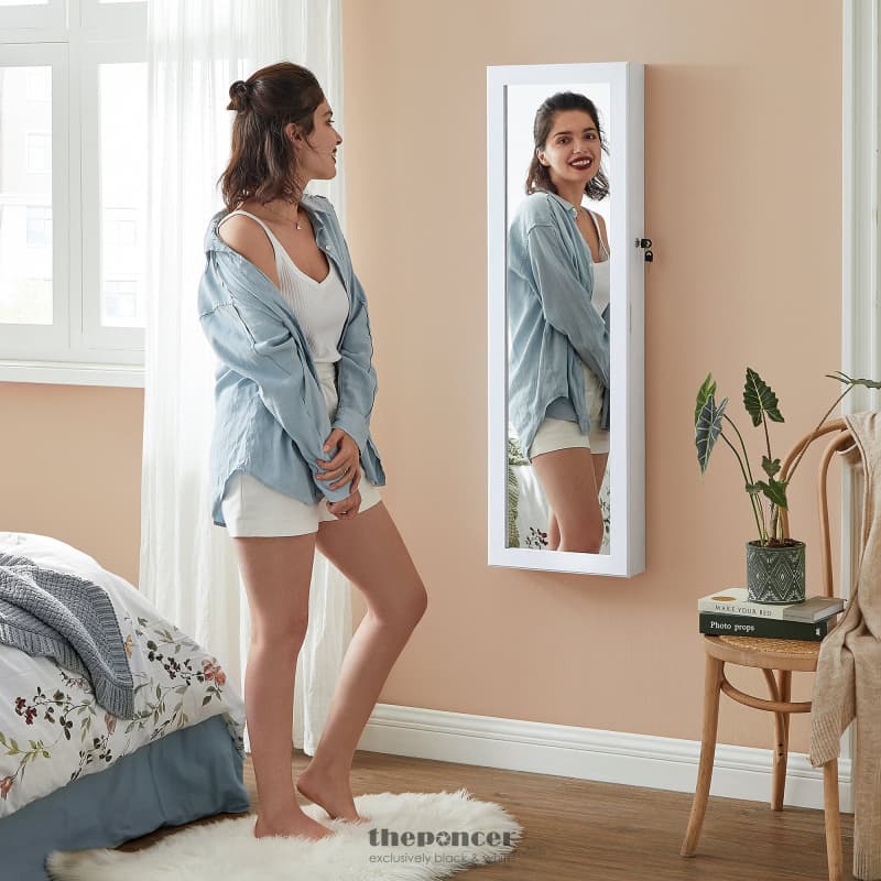 SONGMICS 6 LEDS MIRROR JEWELRY CABINET