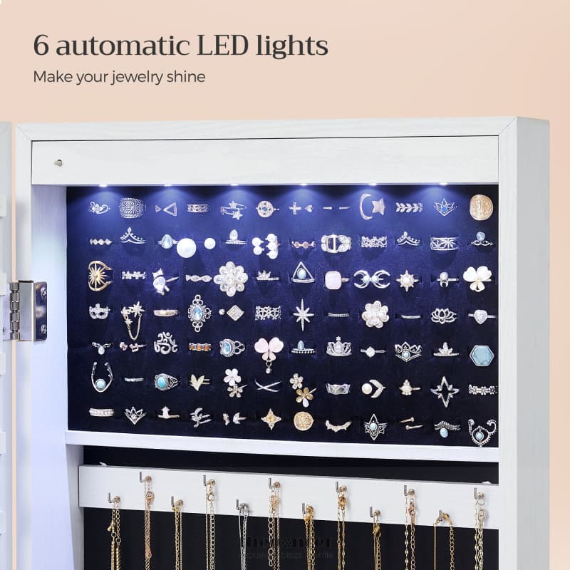 SONGMICS 6 LEDS MIRROR JEWELRY CABINET