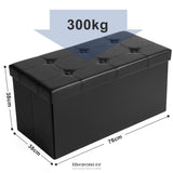 SONGMICS 76CM FOLDING STORAGE OTTOMAN BENCH FOOTREST BLACK