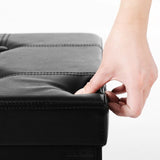 SONGMICS 76CM FOLDING STORAGE OTTOMAN BENCH FOOTREST BLACK