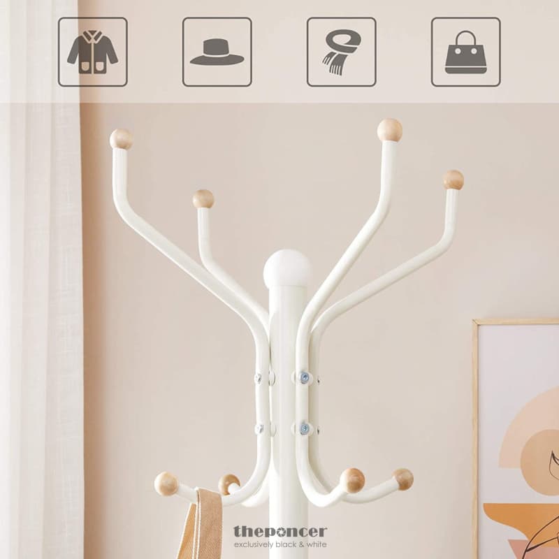 SONGMICS METAL COAT RACK 182 CM TALL HALL TREE WHITE RCR19W