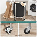 STEEL FRAME LAUNDRY BASKET WHEELS BLACK