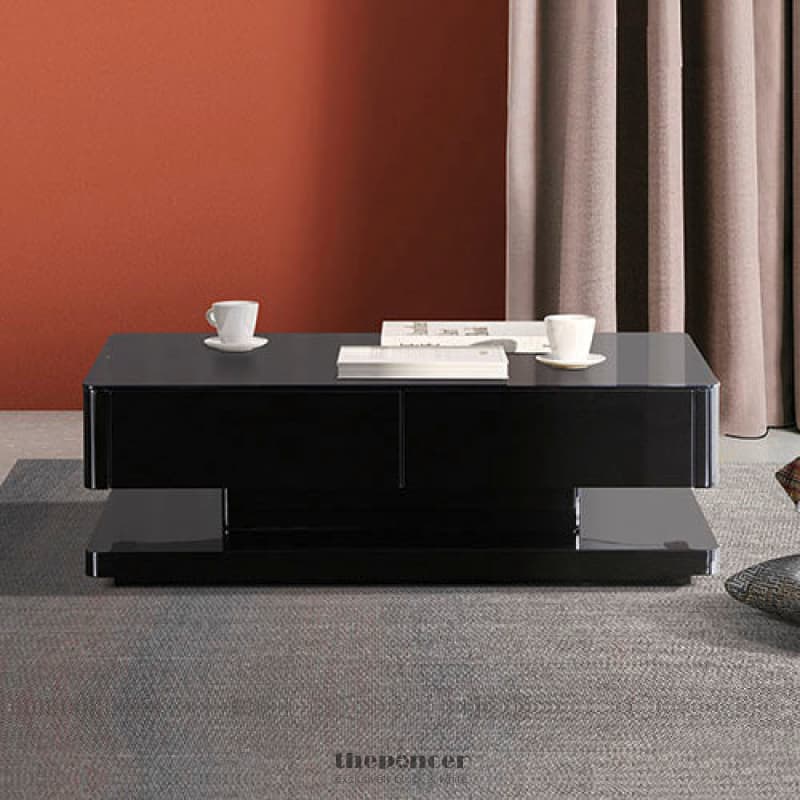 STYLISH COFFEE TABLE HIGH GLOSS FINISH IN SHINY BLACK