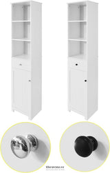 TALL BATHROOM STORAGE CABINET 3 SHELVES WHITE