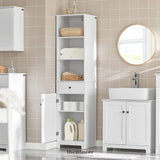 TALL BATHROOM STORAGE CABINET 3 SHELVES WHITE