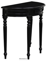 TURN LEG HALF ROUND SOFA TABLE (BLACK)