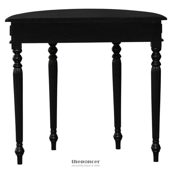 TURN LEG HALF ROUND SOFA TABLE (BLACK)