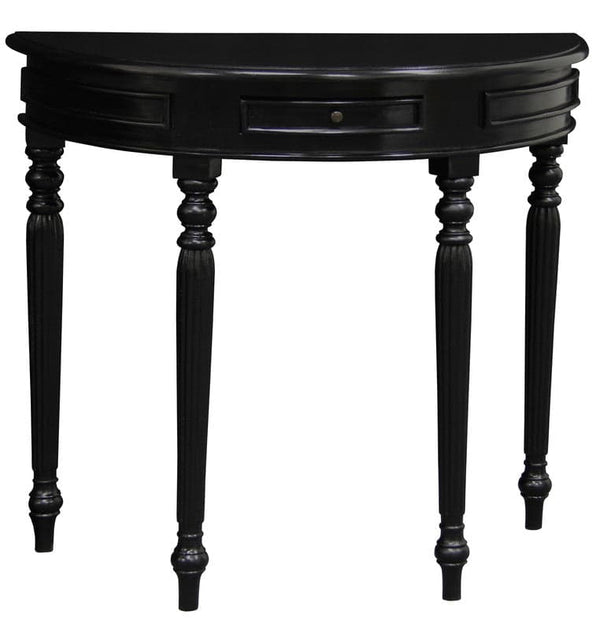 TURN LEG HALF ROUND SOFA TABLE (BLACK)